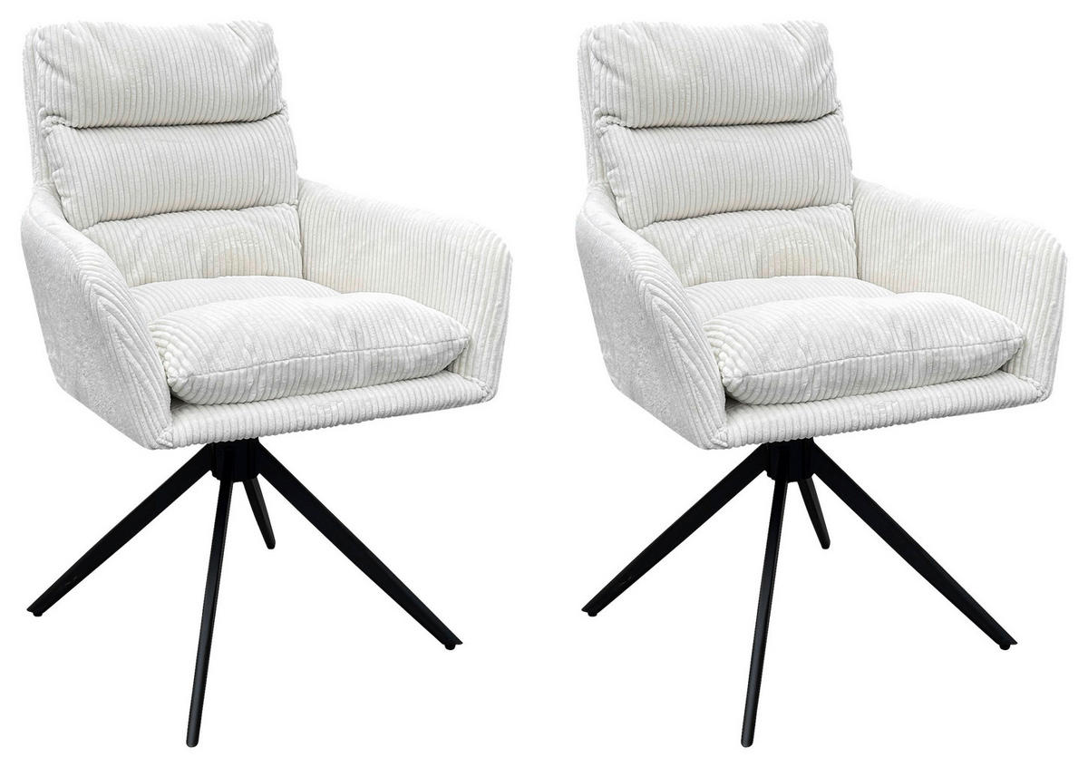 ARMLEHNSTUHL-SET 2 Stück  in Stahl Cord  - Schwarz/Weiß, Design, Textil/Metall (58/88/64cm) - MID.YOU