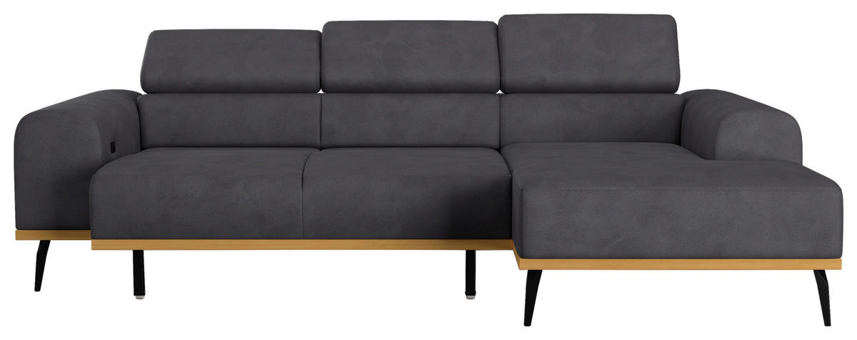 ECKSOFA in Mikrofaser Schwarz  244/157 cm  - Schwarz, KONVENTIONELL, Textil/Metall (244/157cm) - Cotta