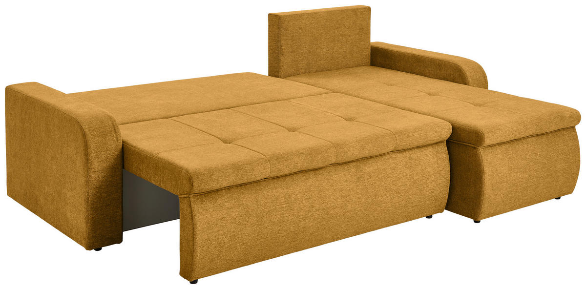 ECKSOFA in Webstoff Gelb  - Gelb/Schwarz, Konventionell, Kunststoff/Textil (235/158cm) - P & B