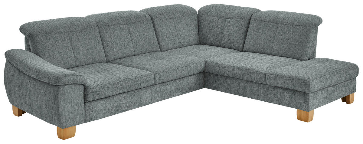 ECKSOFA in Flachgewebe Hellgrau  - Wildeiche/Hellgrau, Natur, Holz/Textil (301/243cm) - Voleo