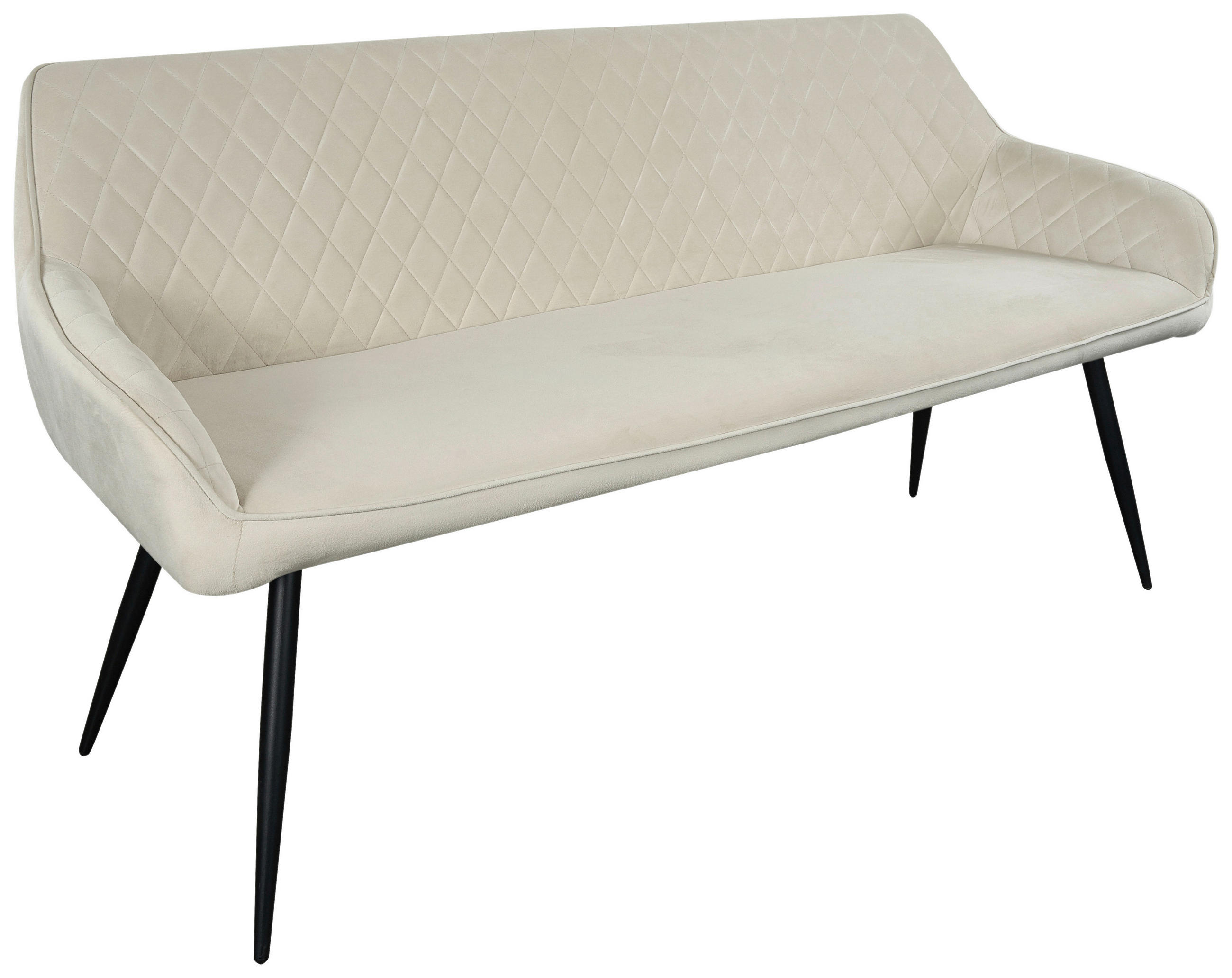 SITZBANK 163/83/63 cm Samt Beige, Schwarz  - Beige/Schwarz, Design, Textil/Metall (163/83/63cm) - Novel