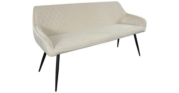 SITZBANK 163/83/63 cm Samt Beige, Schwarz  - Beige/Schwarz, Design, Textil/Metall (163/83/63cm) - Novel