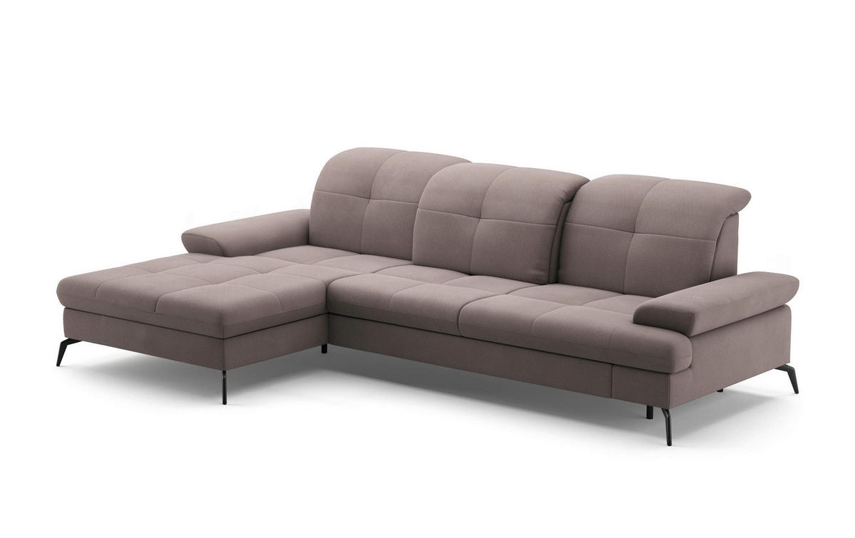 ECKSOFA in Flachgewebe Taupe  - Taupe/Schwarz, Konventionell, Textil/Metall (185/279cm) - Sit & More