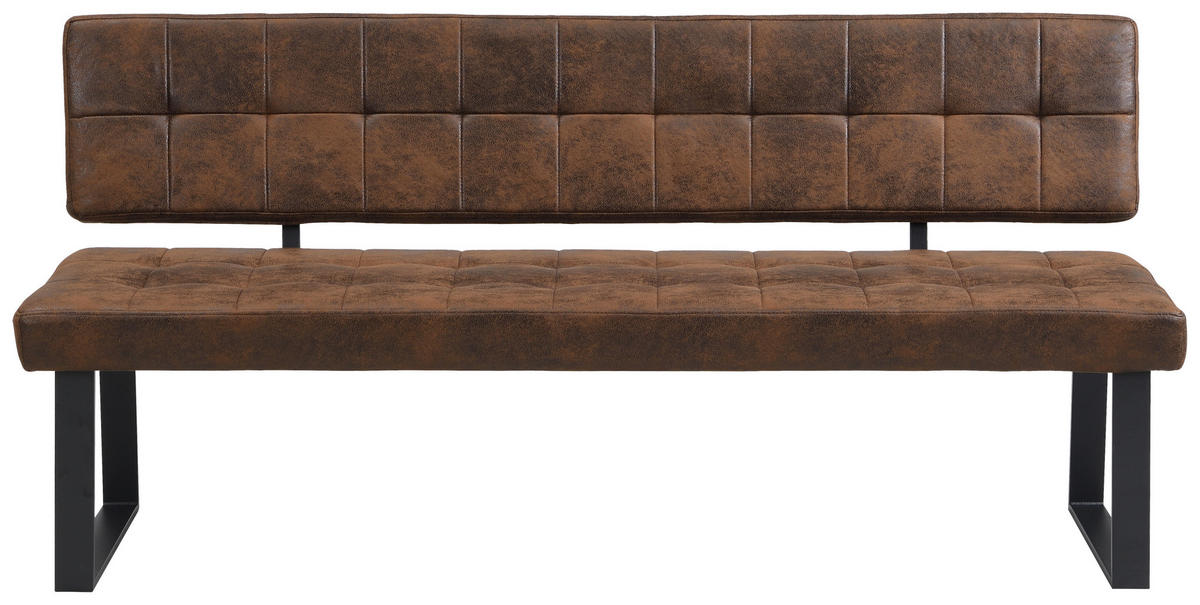 SITZBANK in Metall, Textil Braun  - Schwarz/Braun, MODERN, Textil/Metall (180/85/56cm) - Livetastic