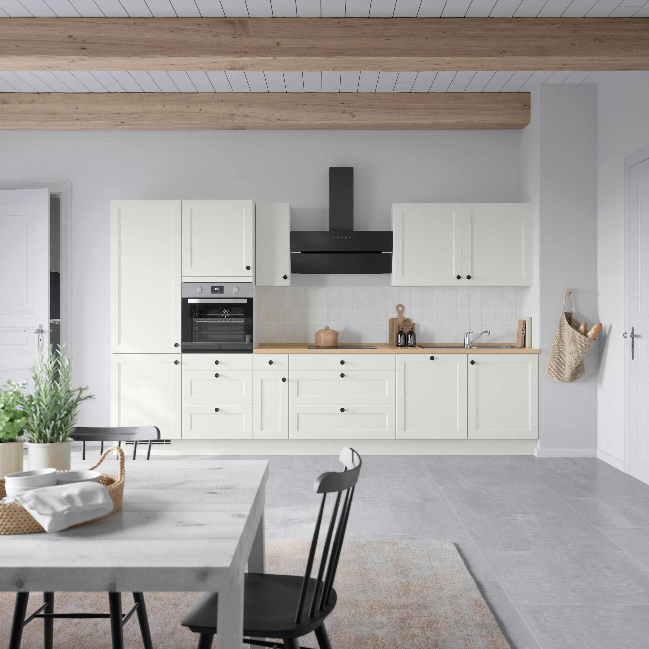 KÜCHENBLOCK 360 cm   in Weiß, Eichefarben  - Eichefarben/Schwarz, MODERN, Holzwerkstoff/Metall (360cm) - Nobilia