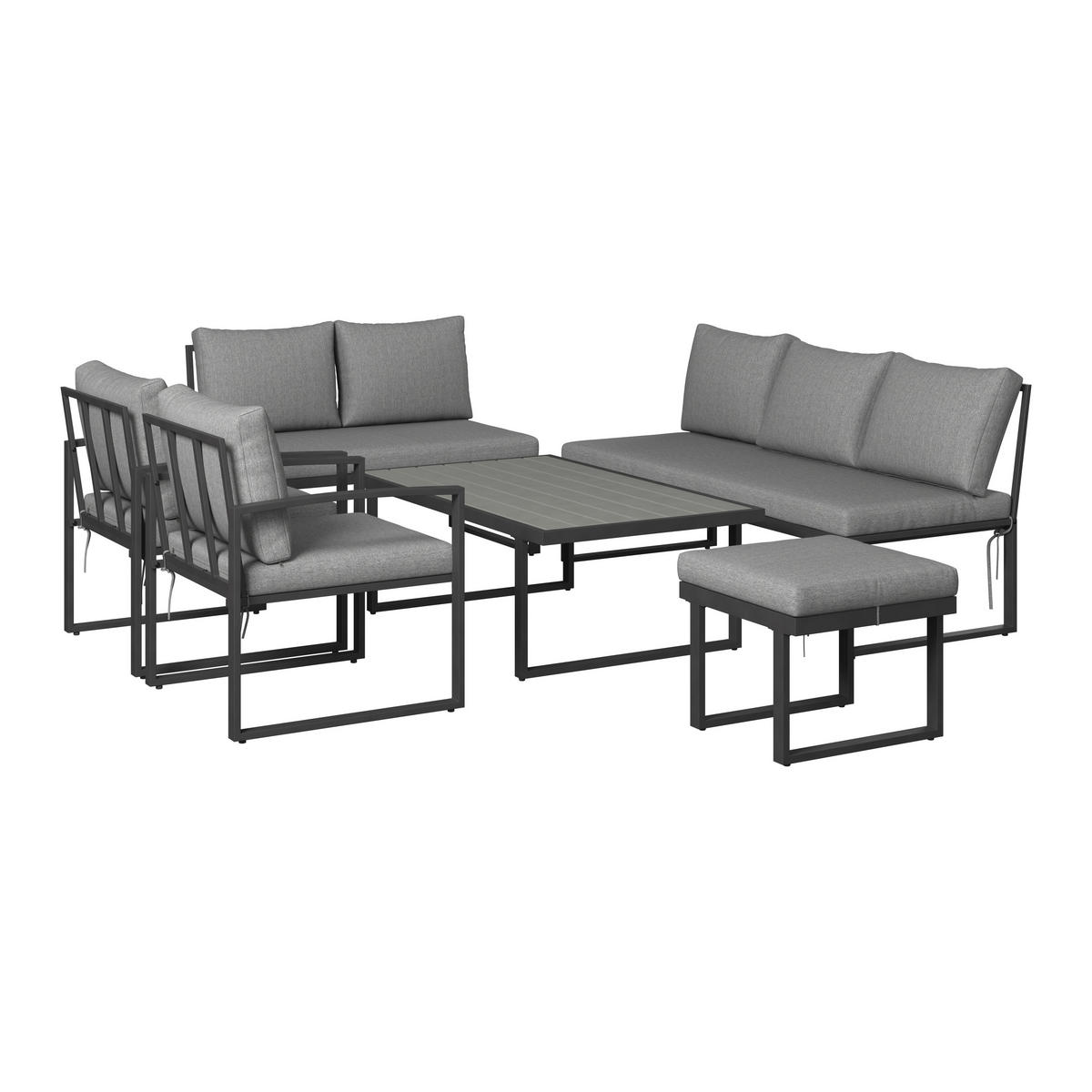 LOUNGEGARNITUR   125/47/70 cm  - Dunkelgrau, Modern, Holzwerkstoff/Textil (125/47/70cm) - Ambia Garden