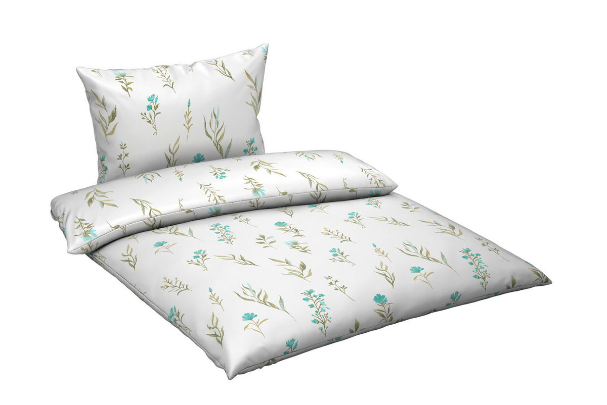 BETTWÄSCHE Mavie Satin 140/200 cm  - Türkis/Weiß, KONVENTIONELL, Textil (140/200cm) - Novel