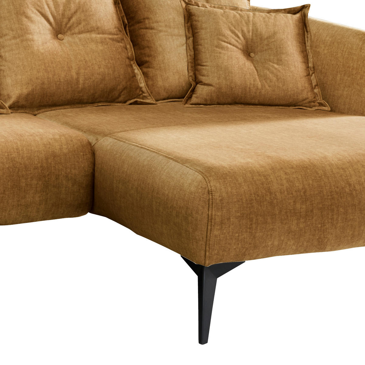 ECKSOFA in Velours Gelb  - Gelb/Schwarz, Modern, Holz/Textil (277/162cm) - Livetastic