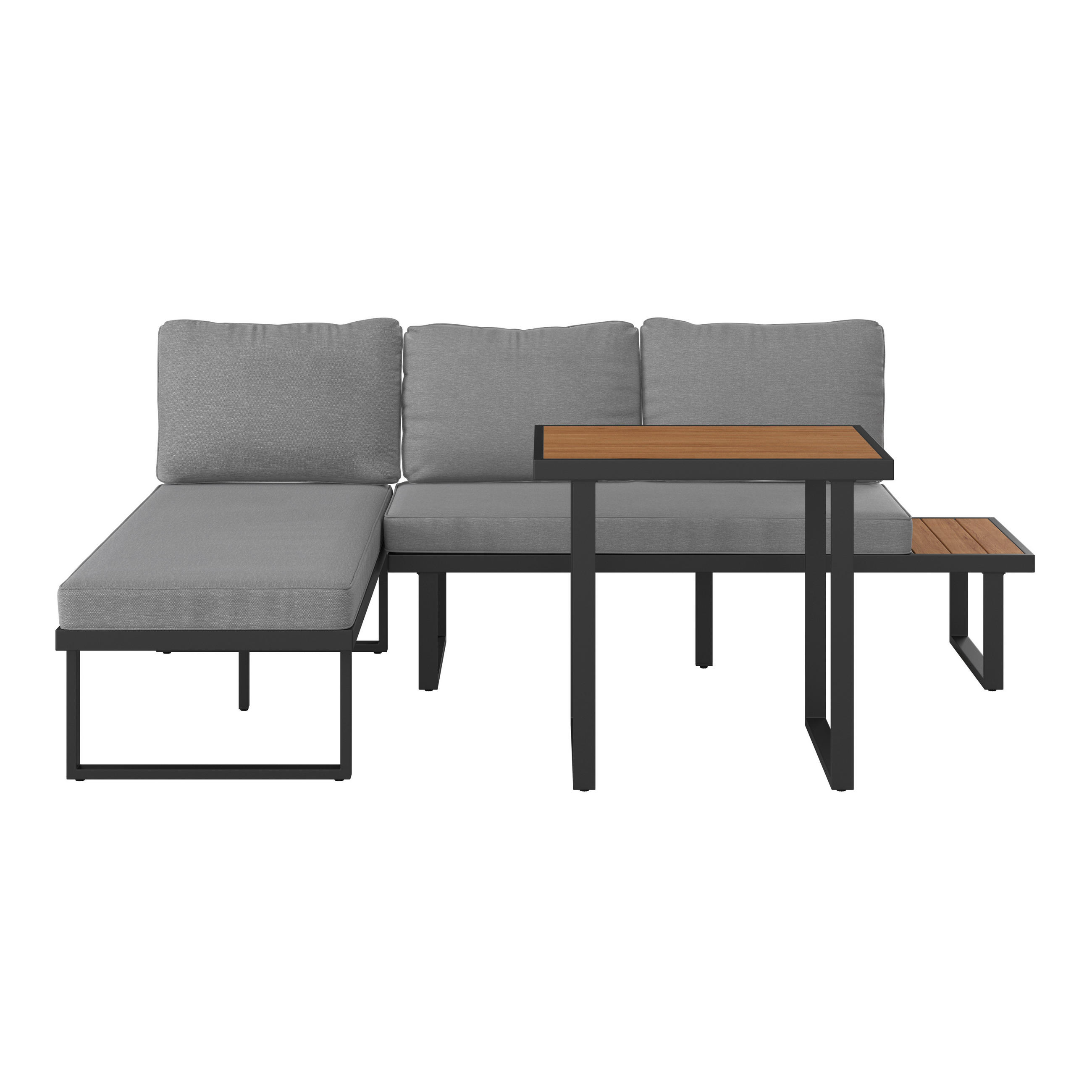DINING-LOUNGESET Akazie vollmassiv Stahl  - Schwarz/Naturfarben, MODERN, Holz/Metall (152/58/67cm) - Ambia Garden