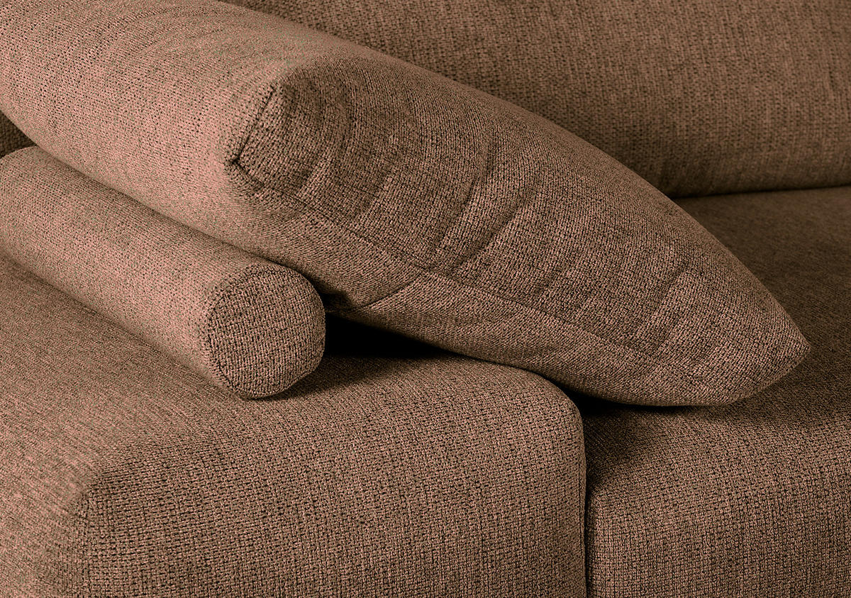 HÖRNSOFFA i flatväv cognacfärgad  - cognacfärgad/svart, Klassisk, metall/textil (310/240cm) - MID.YOU