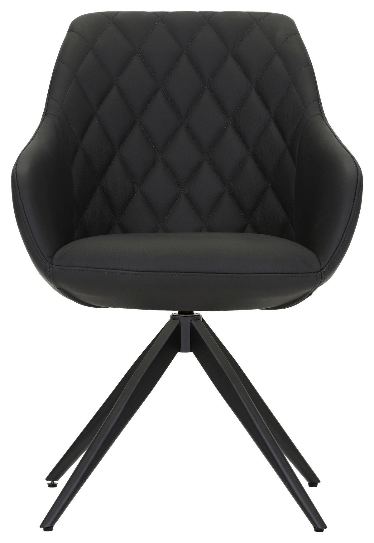 ARMLEHNSTUHL  Typenauswahl, Sitzfläche 360° drehbar, automatische Rückholfunktion  Echtleder  - Schwarz, Design, Leder/Metall (60/83/65cm) - Landscape