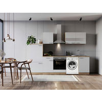 KÜCHENBLOCK 280 cm   in Weiß  - Edelstahlfarben/Eichefarben, Basics, Glas/Holzwerkstoff (280cm) - Respekta