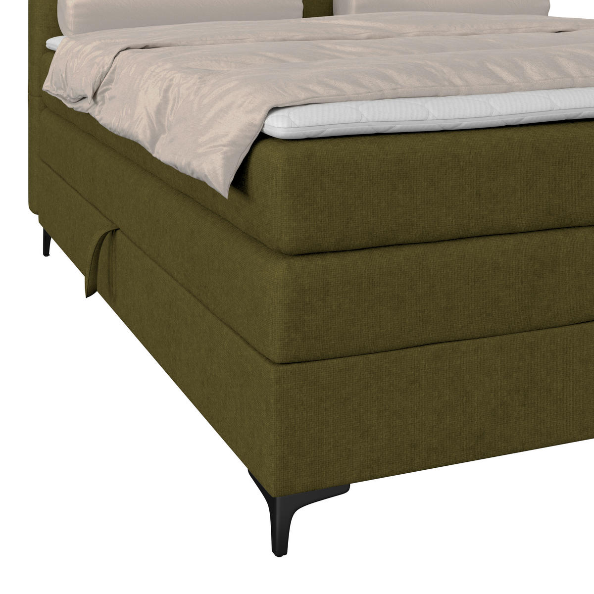 BOXSPRINGBETT 140/200 cm,  in Grün, H3 = fest  - Schwarz/Grün, KONVENTIONELL, Kunststoff/Textil (140/200cm)