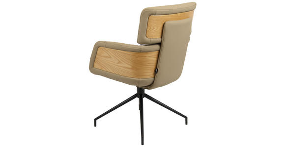 ARMLEHNSTUHL  in Eisen Echtleder pigmentiert  - Taupe/Eichefarben, Design, Leder/Holz (62/92/66cm) - Dieter Knoll