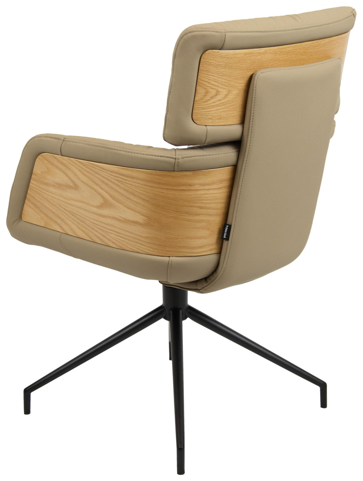 ARMLEHNSTUHL  in Eisen Echtleder pigmentiert  - Taupe/Eichefarben, Design, Leder/Holz (62/92/66cm) - Dieter Knoll