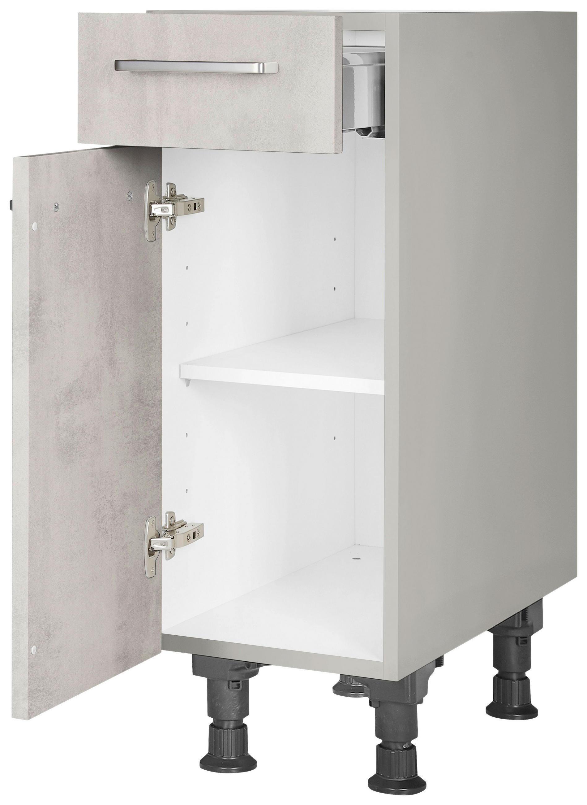 SCHUBKASTENUNTERSCHRANK 30/87/56 cm in Hellgrau - Edelstahlfarben/Hellgrau, MODERN, Holzwerkstoff/Metall (30/87/56cm) - Nobilia