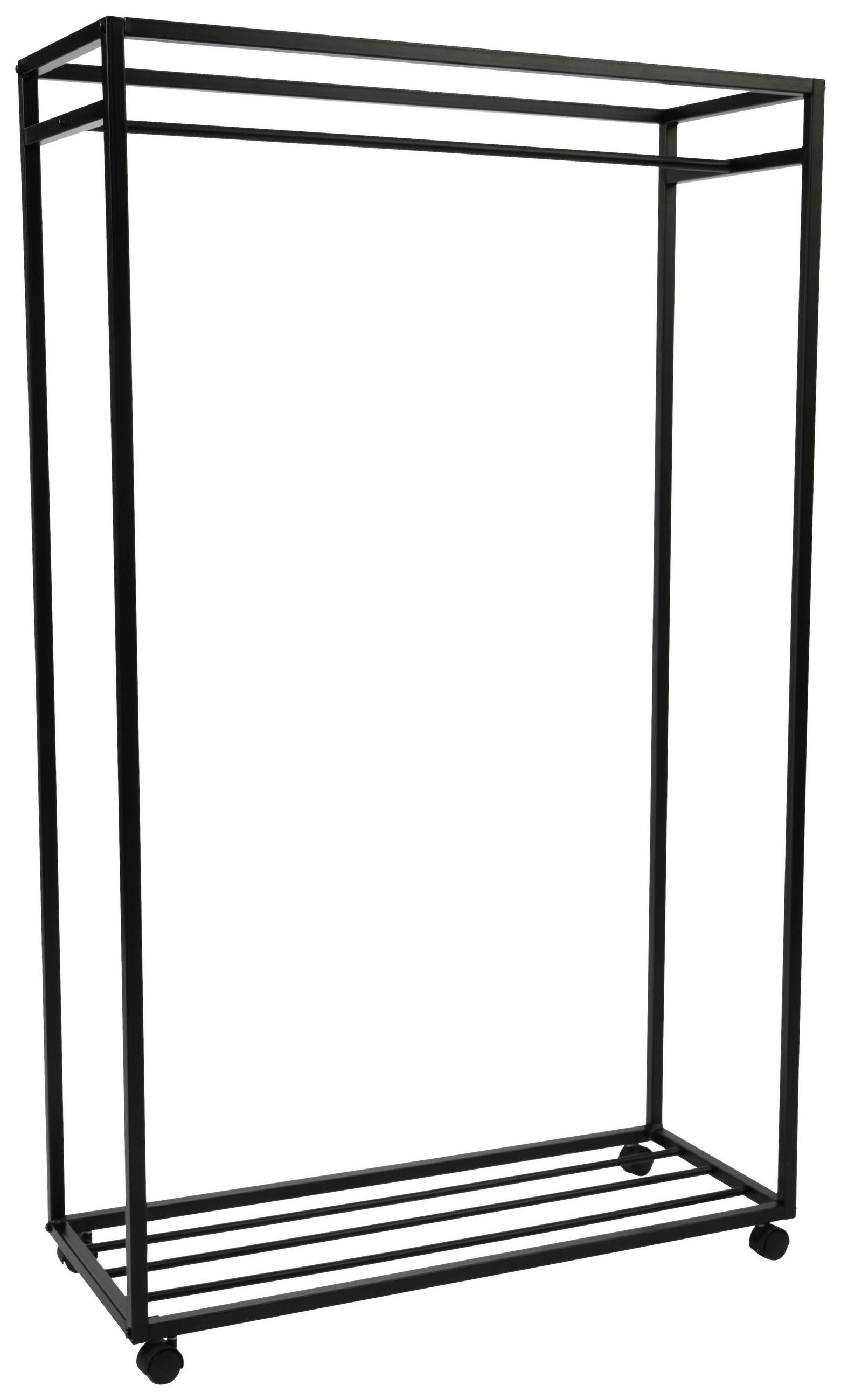 KLEIDERWAGEN in Schwarz 90/150/35 cm   - Schwarz, Basics, Kunststoff/Metall (90/150/35cm)