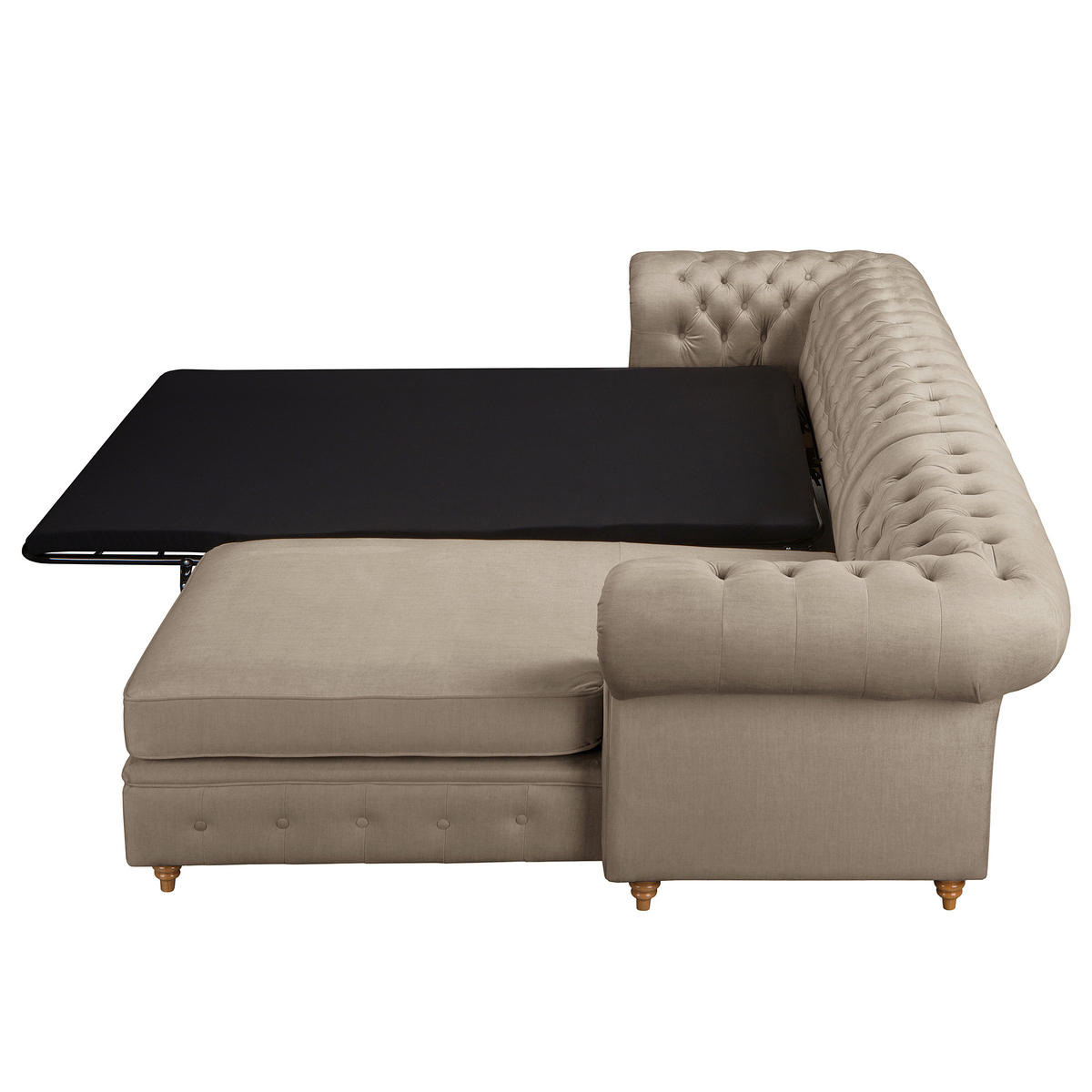 ECKSOFA Laura in Mikrofaser Taupe  284/182 cm  - Taupe/Creme, Design, Holz/Textil (284/182cm) - P & B