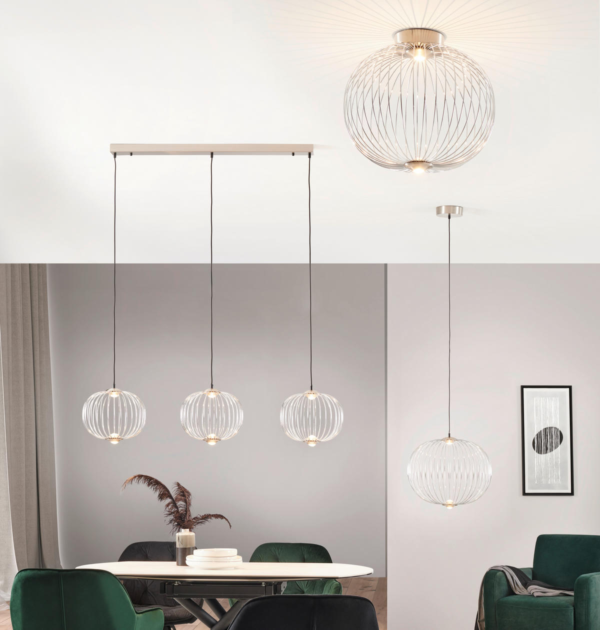 LED-DECKENLEUCHTE  50/45 cm    - Nickelfarben, Design, Metall (50/45cm)