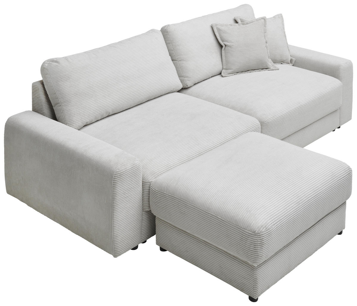 BIGSOFA Cord Creme  - Creme/Schwarz, MODERN, Kunststoff/Textil (278/93/112cm) - Carryhome