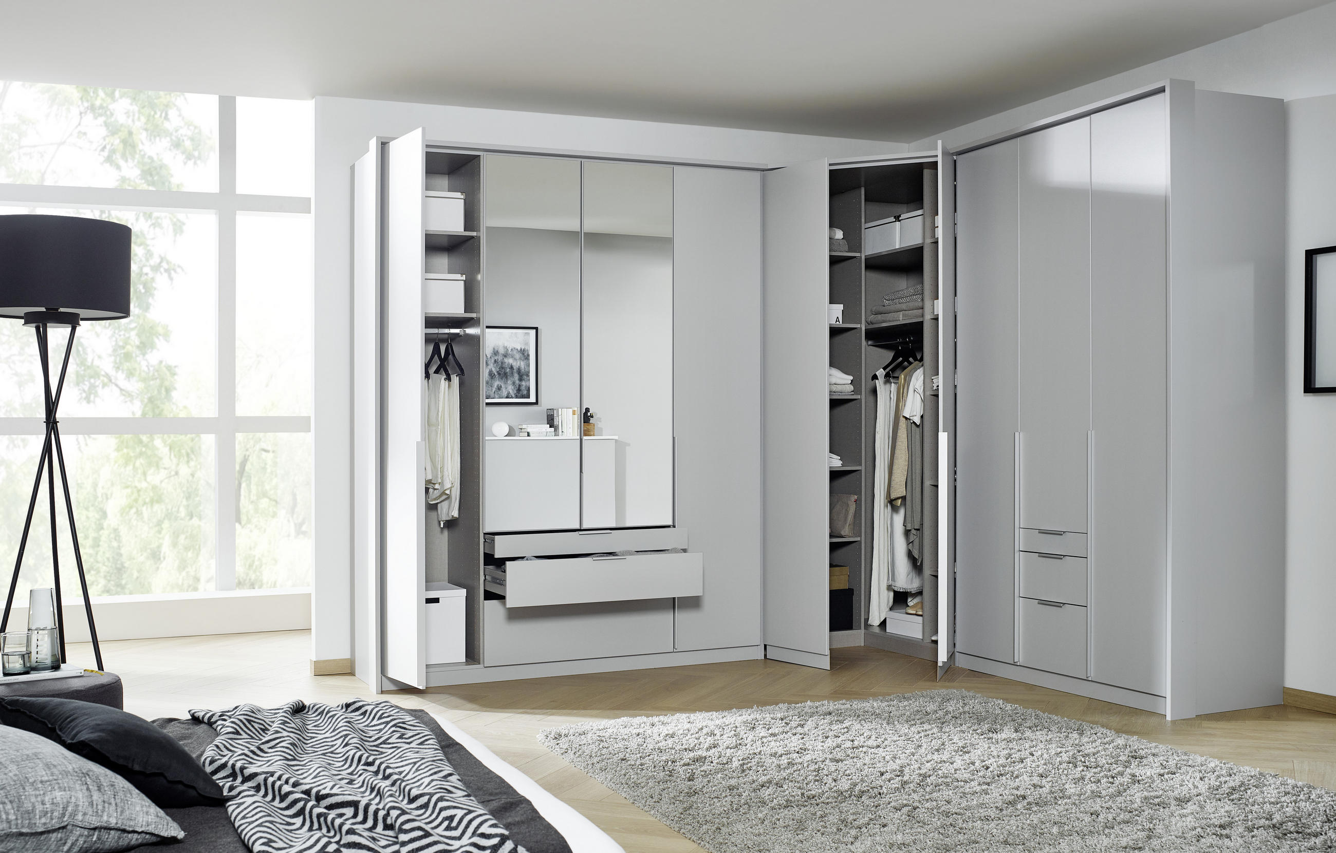DREHTÜRENSCHRANK 2-türig Hellgrau - Hellgrau/Alufarben, MODERN, Holzwerkstoff (91/229/54cm) - MID.YOU