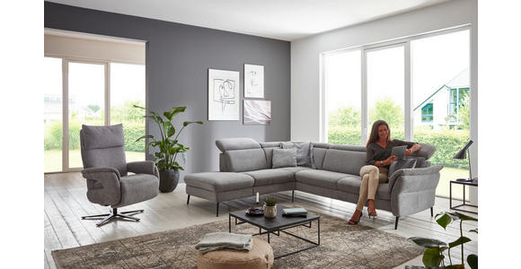 ECKSOFA in Struktur Grau 235/275 cm - Schwarz/Grau, MODERN, Textil/Metall (235/275cm) - Cantus