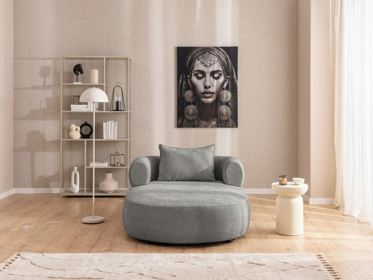 XXL-SESSEL Chenille Grau    - Schwarz/Grau, Design, Kunststoff/Textil (122/76/156cm) - Livetastic