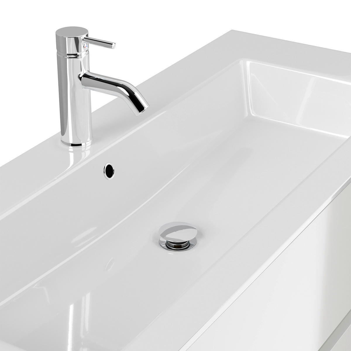 BADEZIMMER 2-teilig  in 120 cm  - Weiß Hochglanz/Weiß, Basics, Holzwerkstoff/Stein (120cm) - MID.YOU