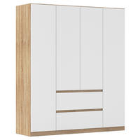 DREHTÜRENSCHRANK Weiss, Eichefarben  - Weiss/Eichefarben, Basics, Holzwerkstoff (181/210/54cm) - Rauch Möbel