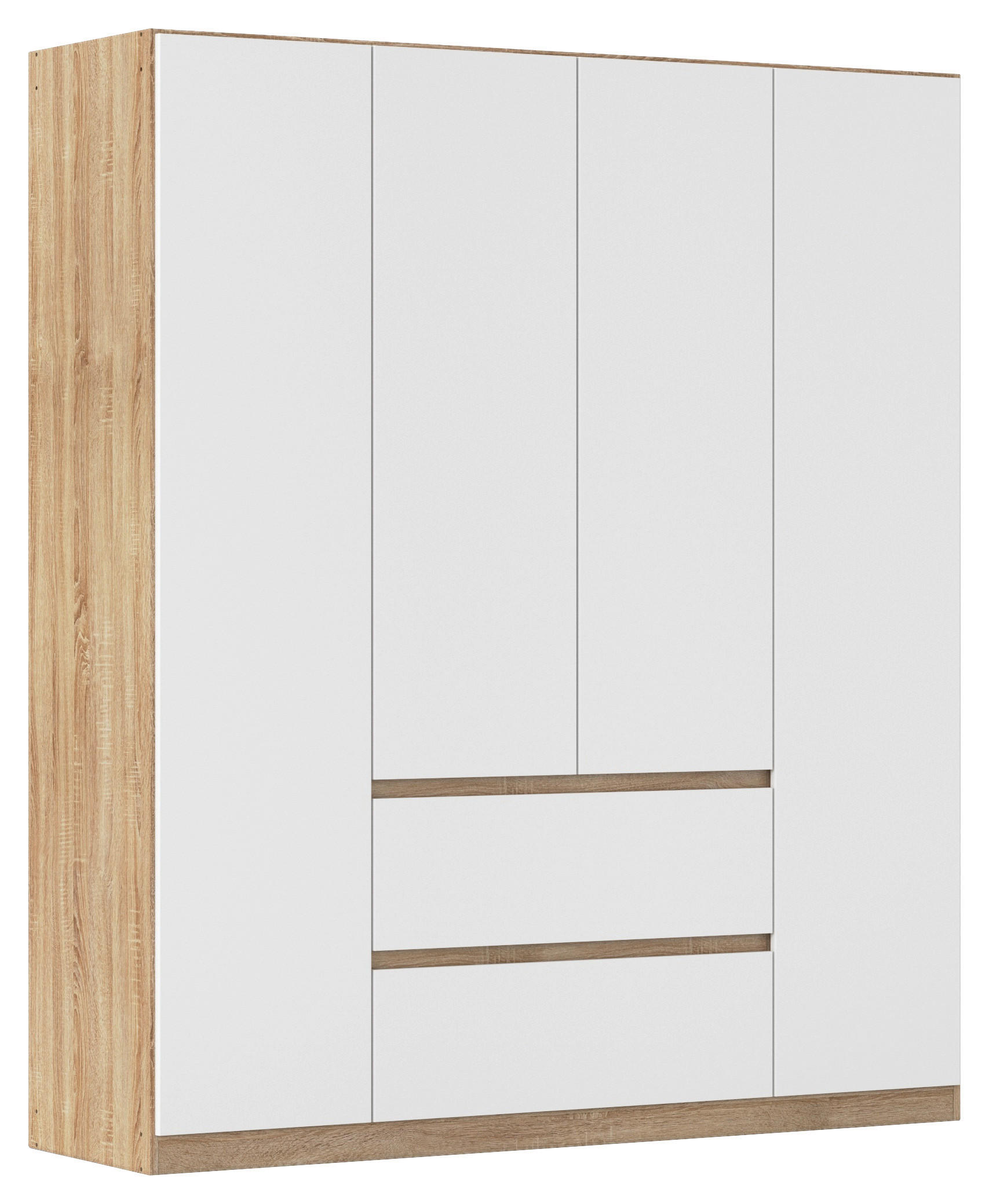 Drehtürenschrank mit Schublade 181 cm Mainz, Weiß/Eiche