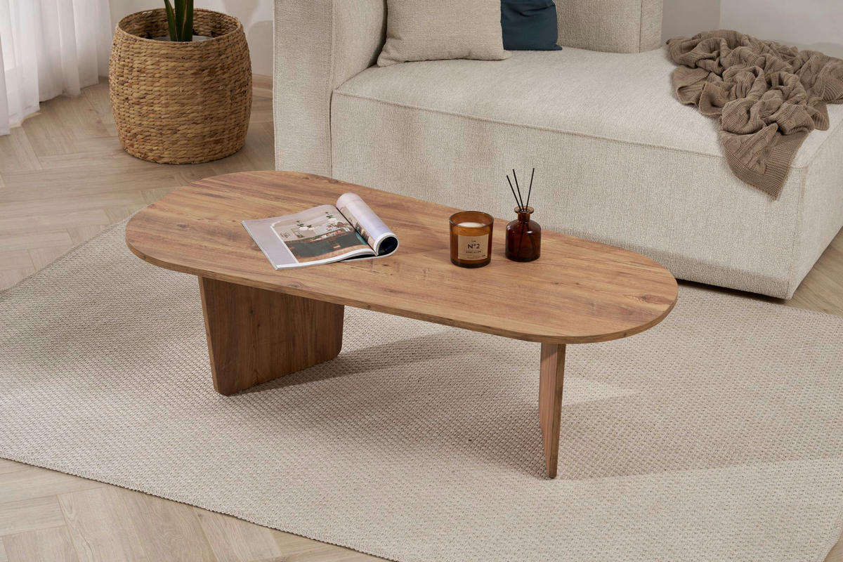 COUCHTISCH 130/65/40 cm Freiform Pinienfarben  - Pinienfarben, Design, Holzwerkstoff (130/65/40cm) - MID.YOU