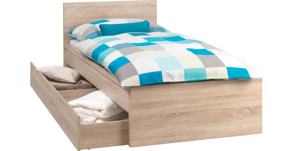 BETT 90/200 cm in Sonoma Eiche - Sonoma Eiche, KONVENTIONELL, Holzwerkstoff (90/200cm) - Carryhome