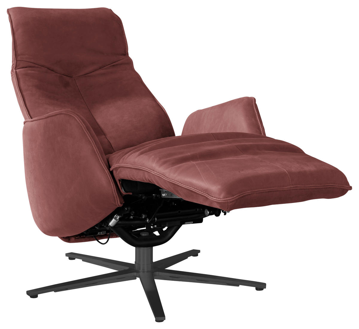 RELAXSESSEL in Leder Rotbraun  - Rotbraun/Anthrazit, Design, Leder/Metall (71/114/84cm) - Johann Jakob