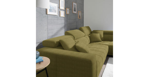 ECKSOFA in Mikrofaser Grün  - Chromfarben/Grün, Design, Textil/Metall (301/207cm) - Xora