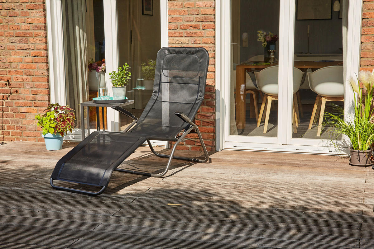 GARTENLIEGE 72,5/103,5/144 cm  - Anthrazit/Schwarz, MODERN, Textil/Metall (72,5/103,5/144cm) - Siena Garden