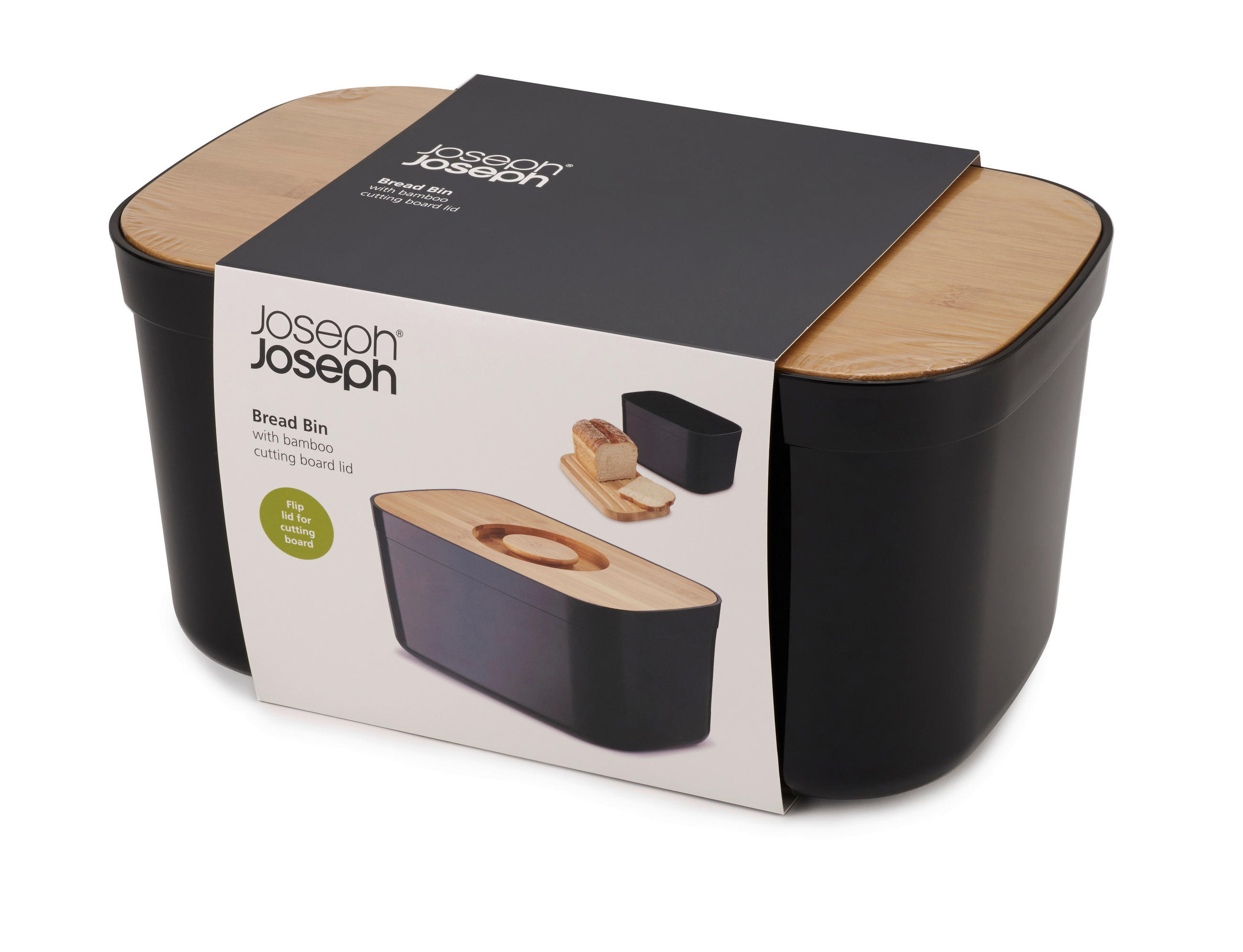 KENYÉRTARTÓ 37/18/22 cm  - fekete, Basics, műanyag/fa (37/18/22cm) - Joseph Joseph