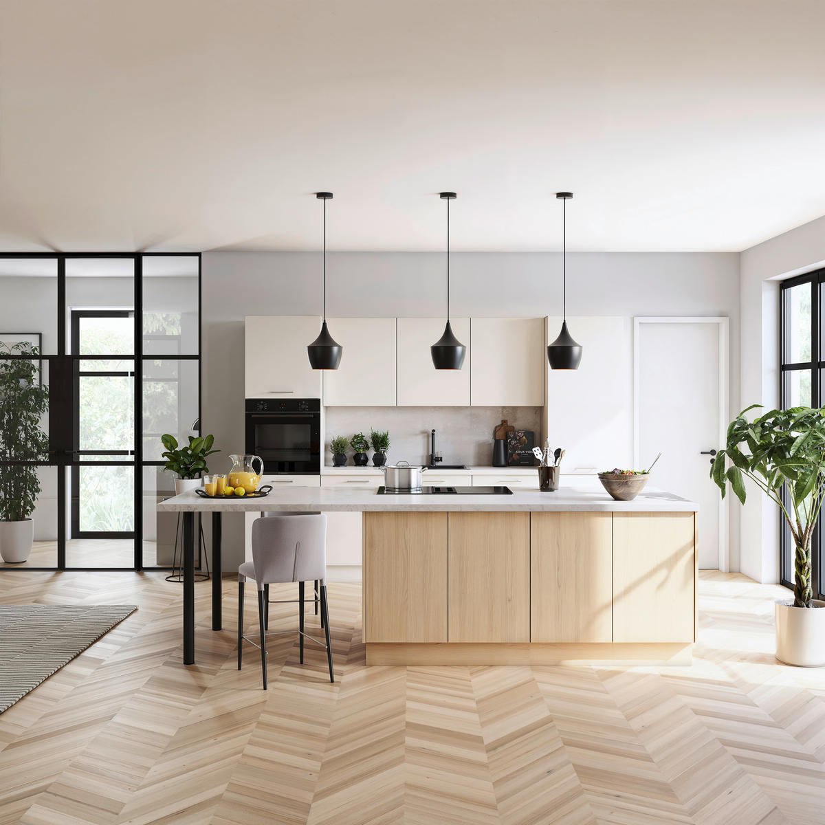 EINBAUKÜCHE   - Weiß, Design, Holzwerkstoff - EWE