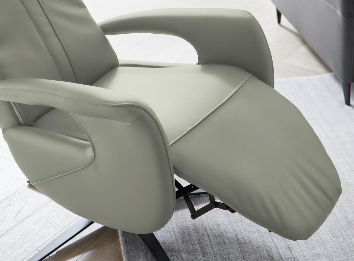 RELAXSESSEL in Leder Hellgrau  - Hellgrau/Schwarz, Design, Leder/Metall (71/112/83cm) - Dieter Knoll