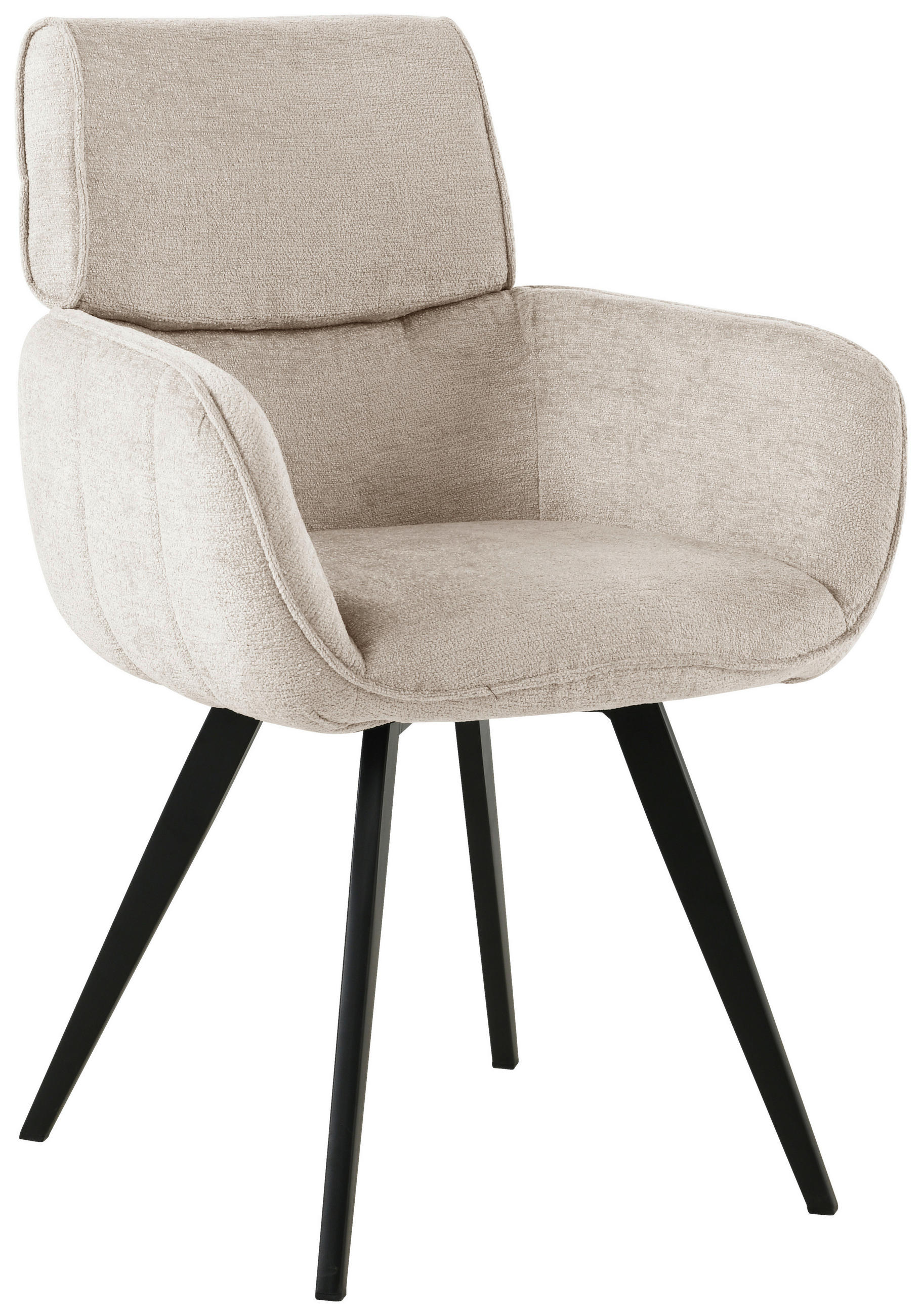 ARMLEHNSTUHL   Chenille  Hellgrau  - Hellgrau/Schwarz, Design, Textil/Metall (61/86/63cm) - home24