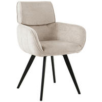 ARMLEHNSTUHL   Chenille  Hellgrau  - Hellgrau/Schwarz, Design, Textil/Metall (61/86/63cm) - home24