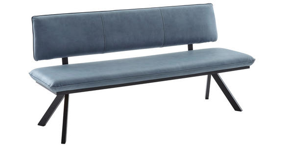 SITZBANK 160/86/60 cm Flachgewebe Schwarz, Hellblau - Schwarz/Hellblau, MODERN, Textil/Metall (160/86/60cm) - Cantus