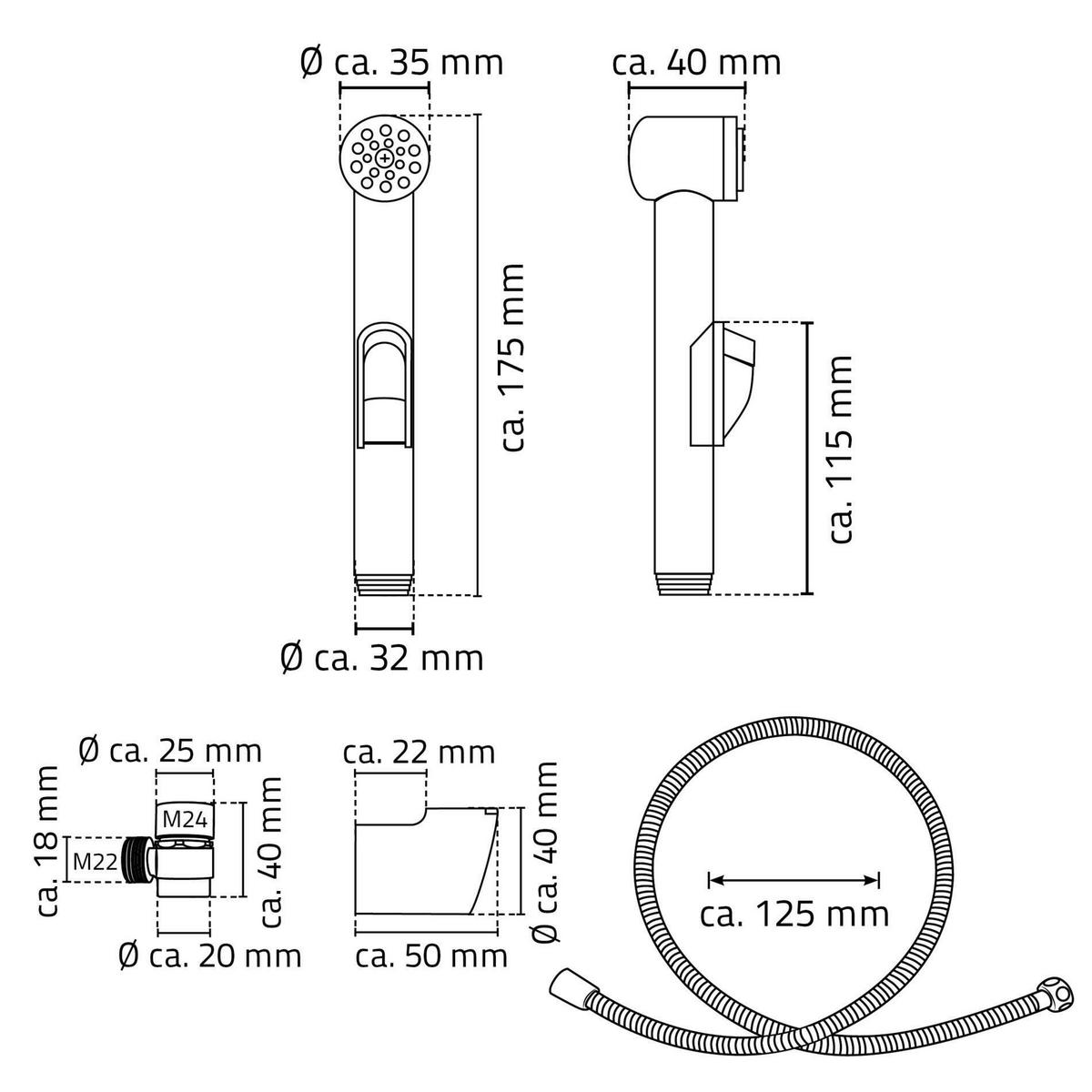 DUSCHZUBEHÖR-SET   - Chromfarben, Basics, Kunststoff/Metall (3,5/17,5/3cm)