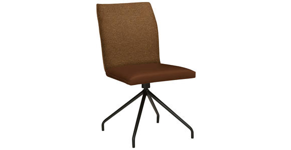STUHL  , Stoffauswahl, Typenauswahl, Sitzfläche 360° drehbar  , Webstoff, Mikrofaser  ,  - Rostfarben/Schwarz, Design, Textil/Metall (49/91/60cm) - Moderano