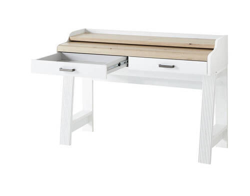 BIROU SECRETAR in alb, stejar Artisan  - alb/stejar Artisan, Modern, metal/material pe bază de lemn (120/84/53cm)