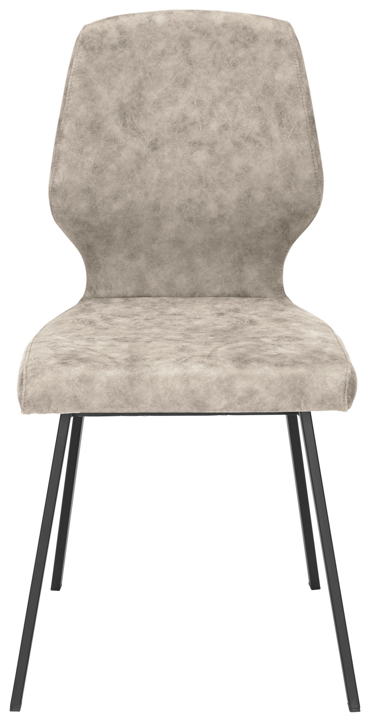 STUHL  in Eisen Mikrofaser  - Schwarz/Naturfarben, Modern, Textil/Metall (46/91/61cm) - Venda