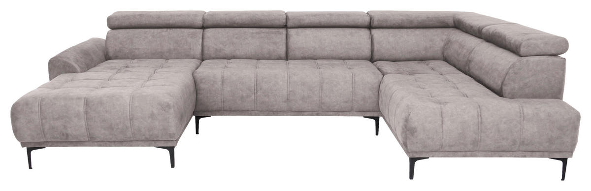 WOHNLANDSCHAFT in Velours Beige  - Beige/Schwarz, Design, Textil/Metall (172/340/191cm) - Stylife