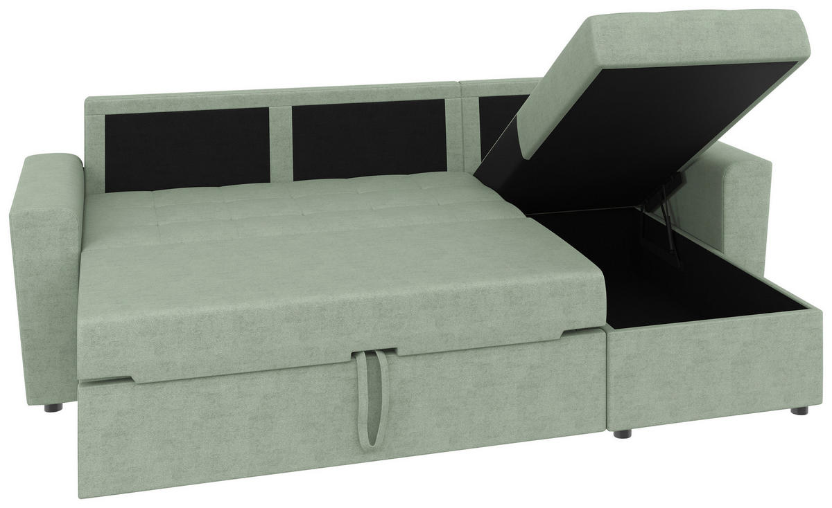 ECKSOFA TERMOLI in Jacquard Mintgrün  231/155 cm  - Schwarz/Mintgrün, Design, Kunststoff/Textil (231/155cm) - MID.YOU