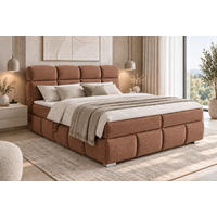 BOXBETT 140/200 cm,  in Terracotta, Bettkasten, Topper,  - Chromfarben/Terracotta, MODERN, Holz/Kunststoff (140/200cm) - MID.YOU
