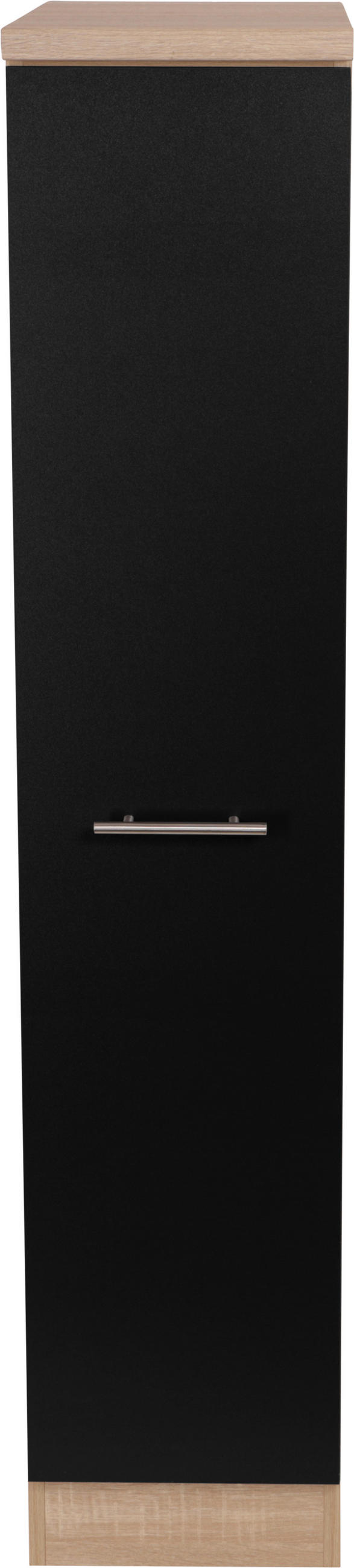 APOTHEKERSCHRANK 30/144,8/60 cm  in Schwarz, Eichefarben  - Eichefarben/Silberfarben, Basics, Holzwerkstoff/Metall (30/144,8/60cm) - Respekta