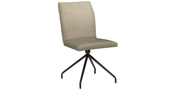 STUHL  , Stoffauswahl, Typenauswahl, Sitzfläche 360° drehbar  , Webstoff, Mikrofaser  ,  - Creme/Schwarz, Design, Textil/Metall (49/91/60cm) - Moderano
